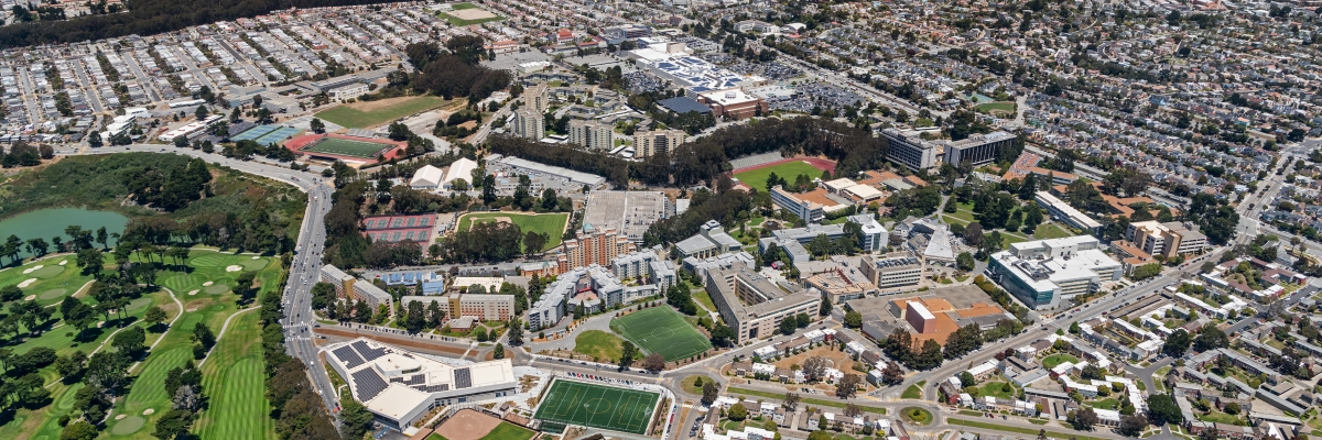 Bird's eye view of the San Francisco State University campus