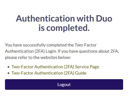 Example of the duo authentication page 