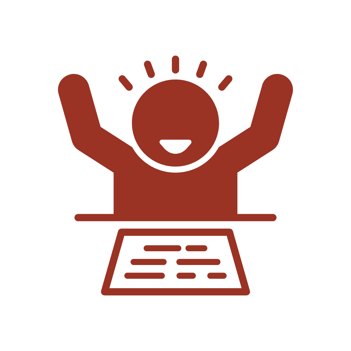 red icon of student at computer