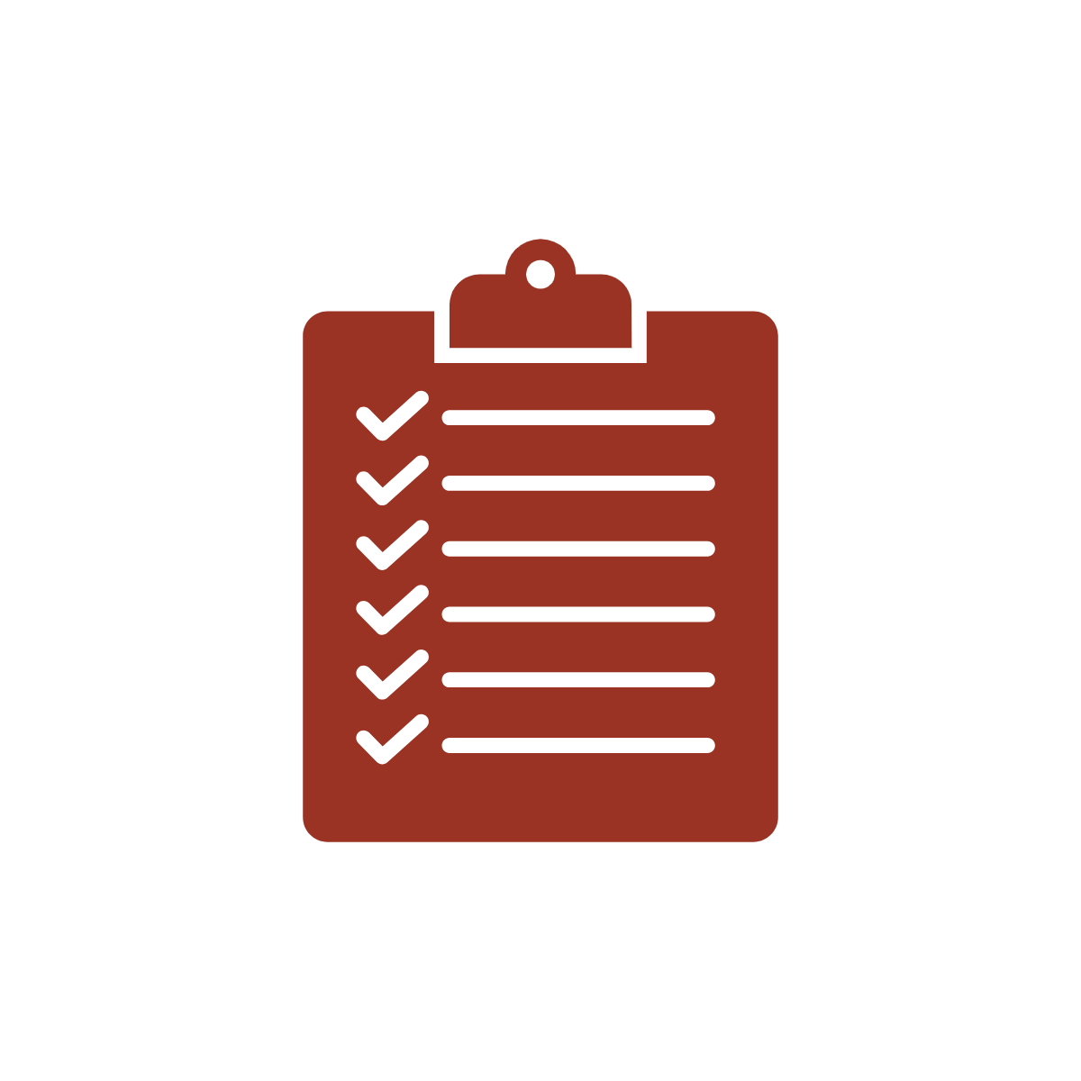 red icon of clipboard with a checklist 