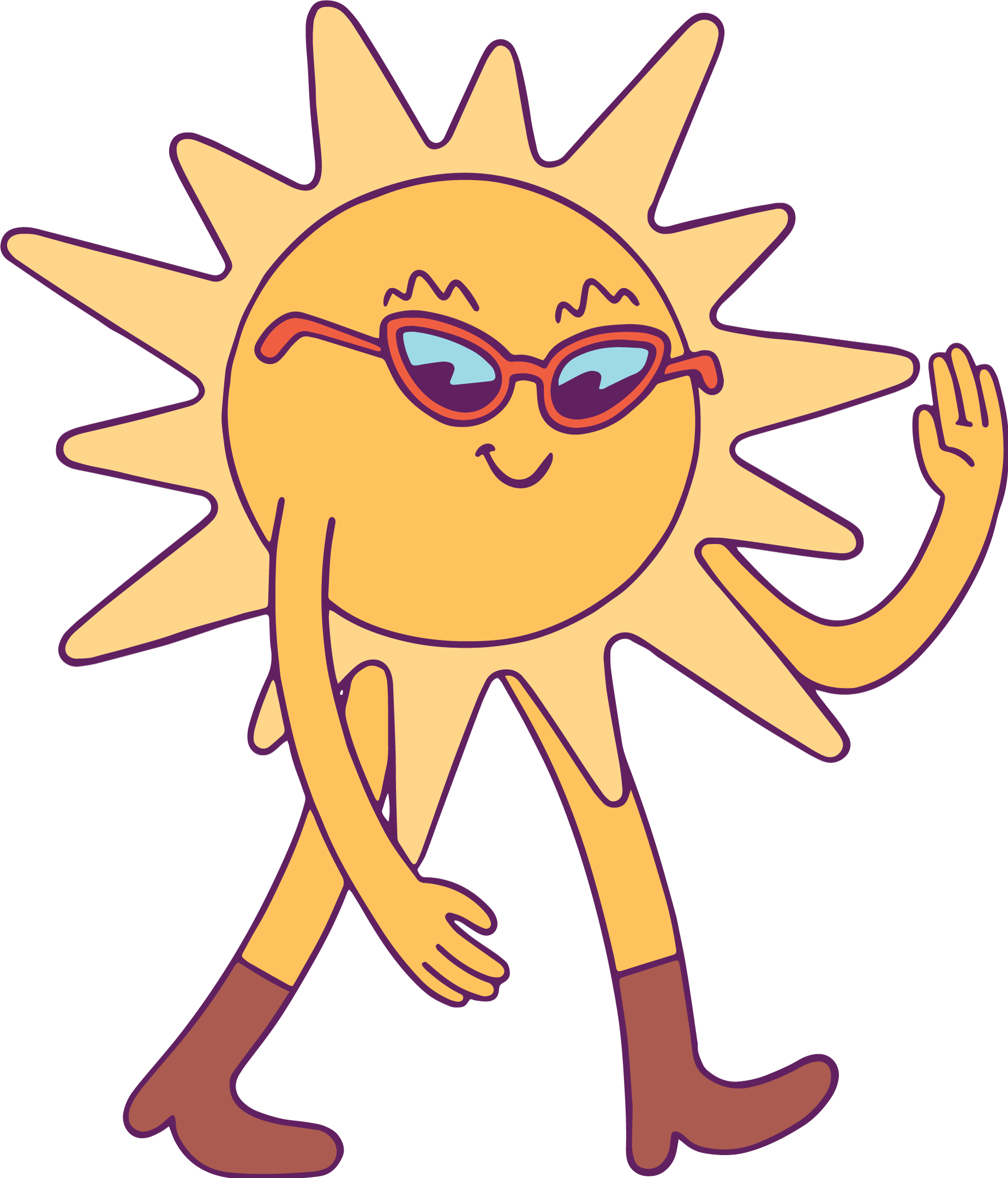 a cartoon sun with sunglasses 