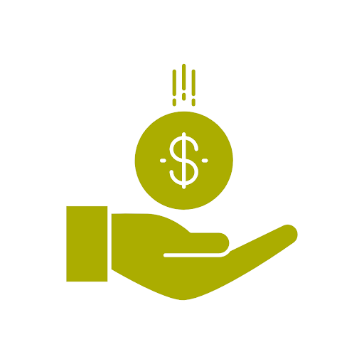 green icon of hand under money